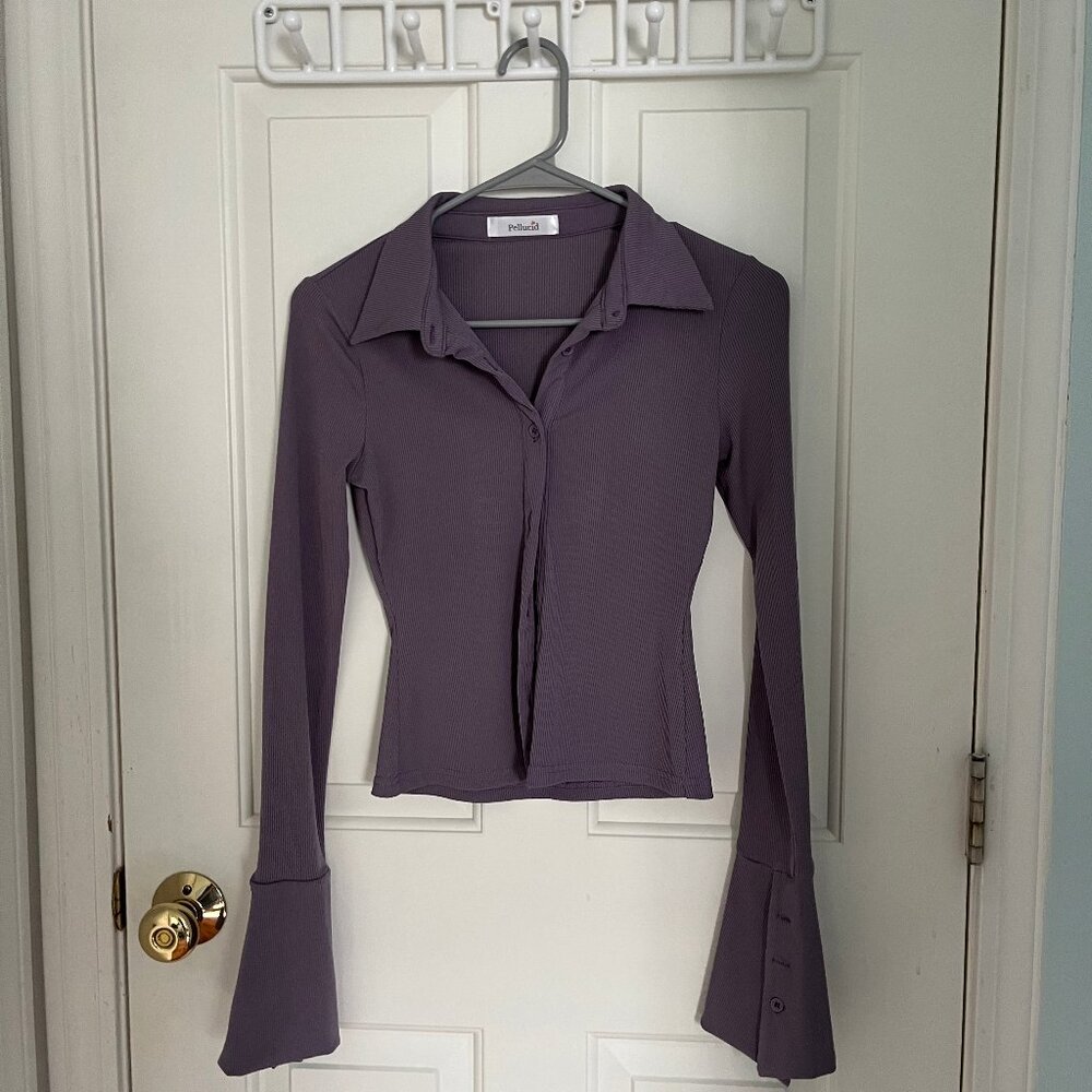 Pellucid Purple Button Up Top